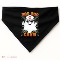 Funny Halloween Boo Boo Crew Ghost Nurse USA-Made Doggie Bandana thumb 0