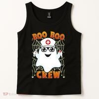 Funny Halloween Boo Boo Crew Ghost Nurse Tank Top thumb 2