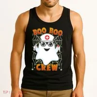 Funny Halloween Boo Boo Crew Ghost Nurse Tank Top thumb 3