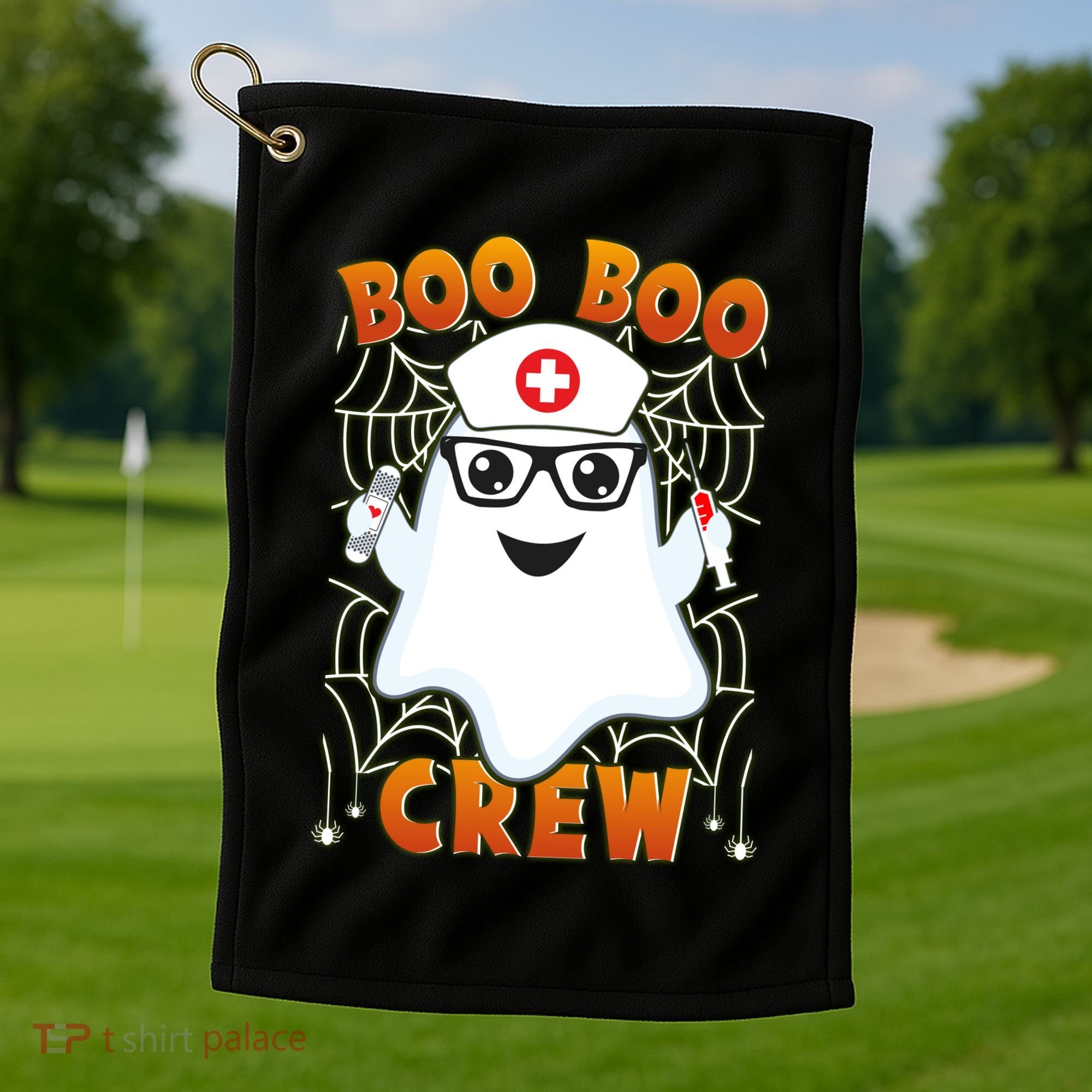 Funny Halloween Boo Boo Crew Ghost Nurse Golf Towel