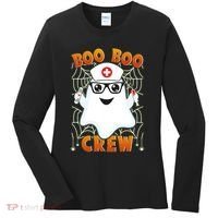 Funny Halloween Boo Boo Crew Ghost Nurse Women's Long Sleeve Shirt thumb 0