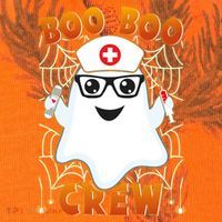 Funny Halloween Boo Boo Crew Ghost Nurse Kati Licensed 12" Camo Cuffed Beanie thumb 2