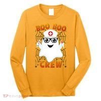 Funny Halloween Boo Boo Crew Ghost Nurse Long Sleeve Shirt thumb 0