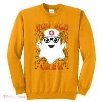 Funny Halloween Boo Boo Crew Ghost Nurse Sweatshirt thumb 0