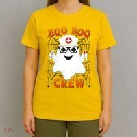 Funny Halloween Boo Boo Crew Ghost Nurse T-Shirt thumb 4