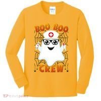 Funny Halloween Boo Boo Crew Ghost Nurse Kids Long Sleeve Shirt thumb 0