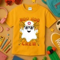 Funny Halloween Boo Boo Crew Ghost Nurse Kids T-Shirt thumb 3