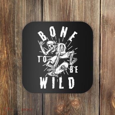Funny Halloween Bone To Be Wild Skateboarding Skeleton Coaster