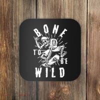 Funny Halloween Bone To Be Wild Skateboarding Skeleton Coaster thumb 0
