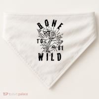 Funny Halloween Bone To Be Wild Skateboarding Skeleton USA-Made Doggie Bandana thumb 0