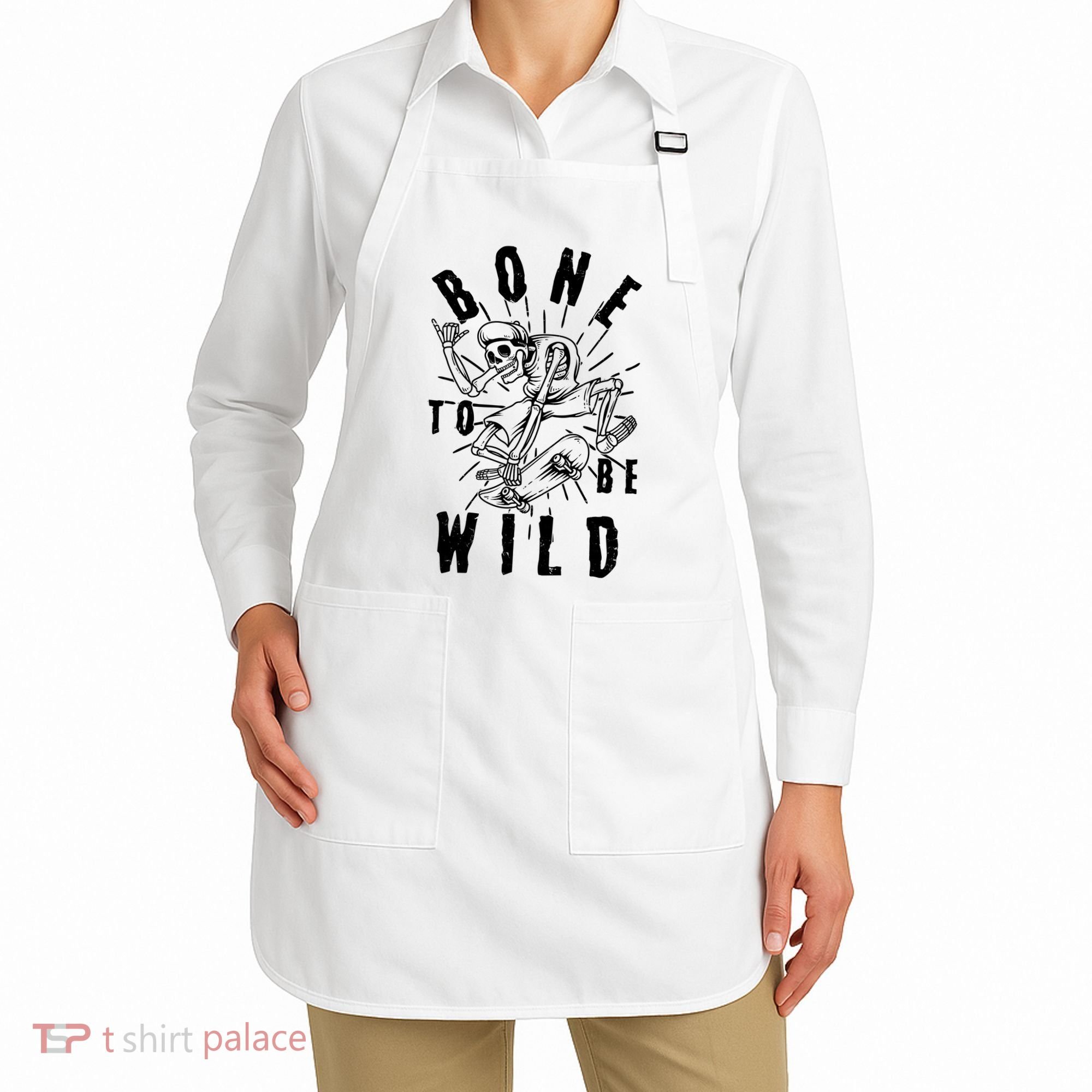 Funny Halloween Bone To Be Wild Skateboarding Skeleton Apron