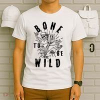 Funny Halloween Bone To Be Wild Skateboarding Skeleton T-Shirt thumb 6