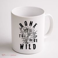 Funny Halloween Bone To Be Wild Skateboarding Skeleton Coffee Mug thumb 1