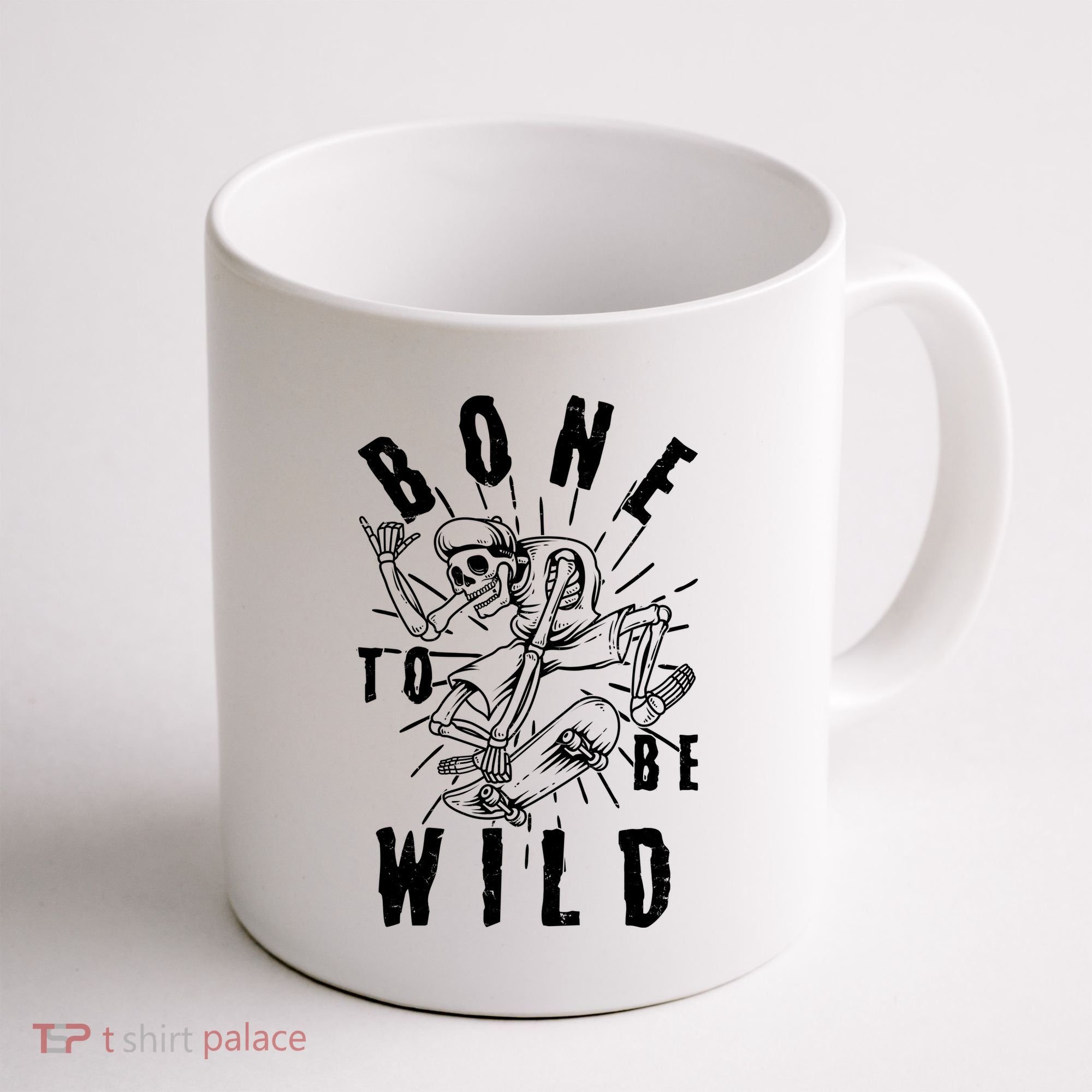 Funny Halloween Bone To Be Wild Skateboarding Skeleton Coffee Mug