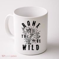 Funny Halloween Bone To Be Wild Skateboarding Skeleton Coffee Mug thumb 0