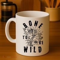 Funny Halloween Bone To Be Wild Skateboarding Skeleton Coffee Mug thumb 4