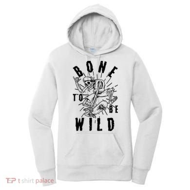 Funny Halloween Bone To Be Wild Skateboarding Skeleton Women's Hoodie