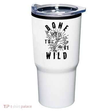 Funny Halloween Bone To Be Wild Skateboarding Skeleton Tumbler