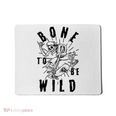 Funny Halloween Bone To Be Wild Skateboarding Skeleton Mousepad
