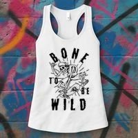 Funny Halloween Bone To Be Wild Skateboarding Skeleton Women's Tank Top thumb 3