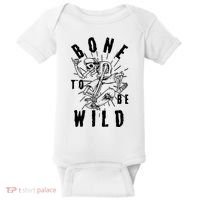 Funny Halloween Bone To Be Wild Skateboarding Skeleton Baby Bodysuit thumb 0