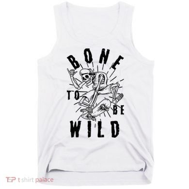 Funny Halloween Bone To Be Wild Skateboarding Skeleton Tank Top