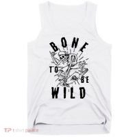 Funny Halloween Bone To Be Wild Skateboarding Skeleton Tank Top thumb 0