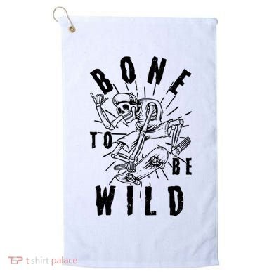Funny Halloween Bone To Be Wild Skateboarding Skeleton Golf Towel