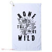 Funny Halloween Bone To Be Wild Skateboarding Skeleton Golf Towel thumb 0