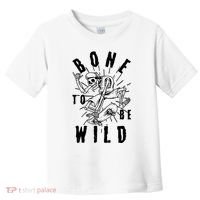 Funny Halloween Bone To Be Wild Skateboarding Skeleton Toddler T-Shirt thumb 0