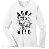 Funny Halloween Bone To Be Wild Skateboarding Skeleton Women's Long Sleeve Shirt thumb 0