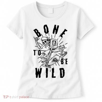 Funny Halloween Bone To Be Wild Skateboarding Skeleton Women's T-Shirt