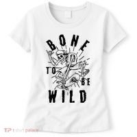 Funny Halloween Bone To Be Wild Skateboarding Skeleton Women's T-Shirt thumb 0