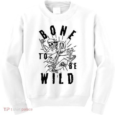 Funny Halloween Bone To Be Wild Skateboarding Skeleton Kids Sweatshirt