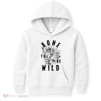 Funny Halloween Bone To Be Wild Skateboarding Skeleton Kids Hoodie thumb 0