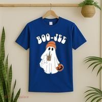 Funny Halloween Boo Jee Ghost Ing Coffee Cool Gift T-Shirt thumb 2
