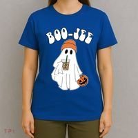Funny Halloween Boo Jee Ghost Ing Coffee Cool Gift T-Shirt thumb 4