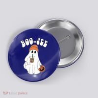 Funny Halloween Boo Jee Ghost Ing Coffee Cool Gift Button thumb 0