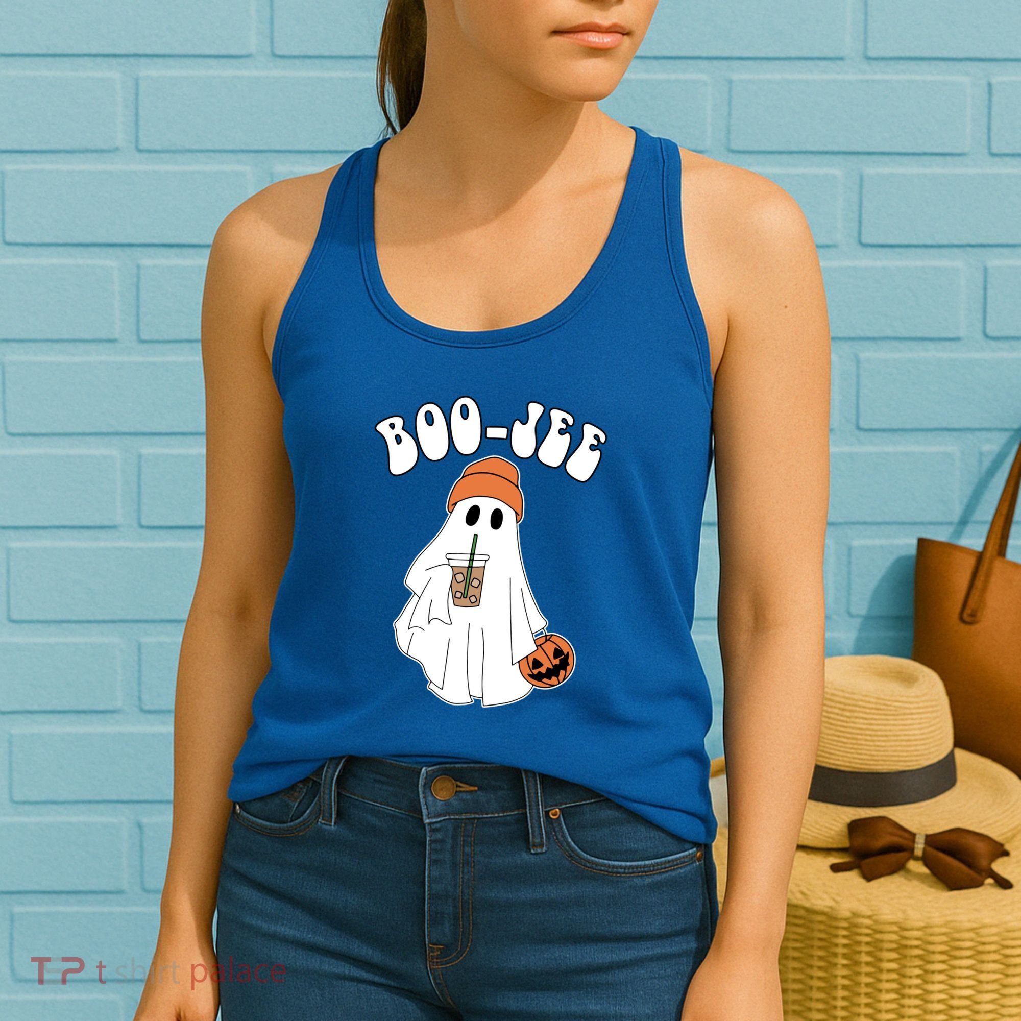 Funny Halloween Boo Jee Ghost Ing Coffee Cool Gift Women's Tank Top