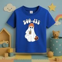 Funny Halloween Boo Jee Ghost Ing Coffee Cool Gift Toddler T-Shirt thumb 3
