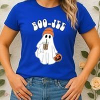 Funny Halloween Boo Jee Ghost Ing Coffee Cool Gift Women's T-Shirt thumb 2
