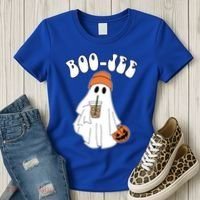 Funny Halloween Boo Jee Ghost Ing Coffee Cool Gift Women's T-Shirt thumb 3