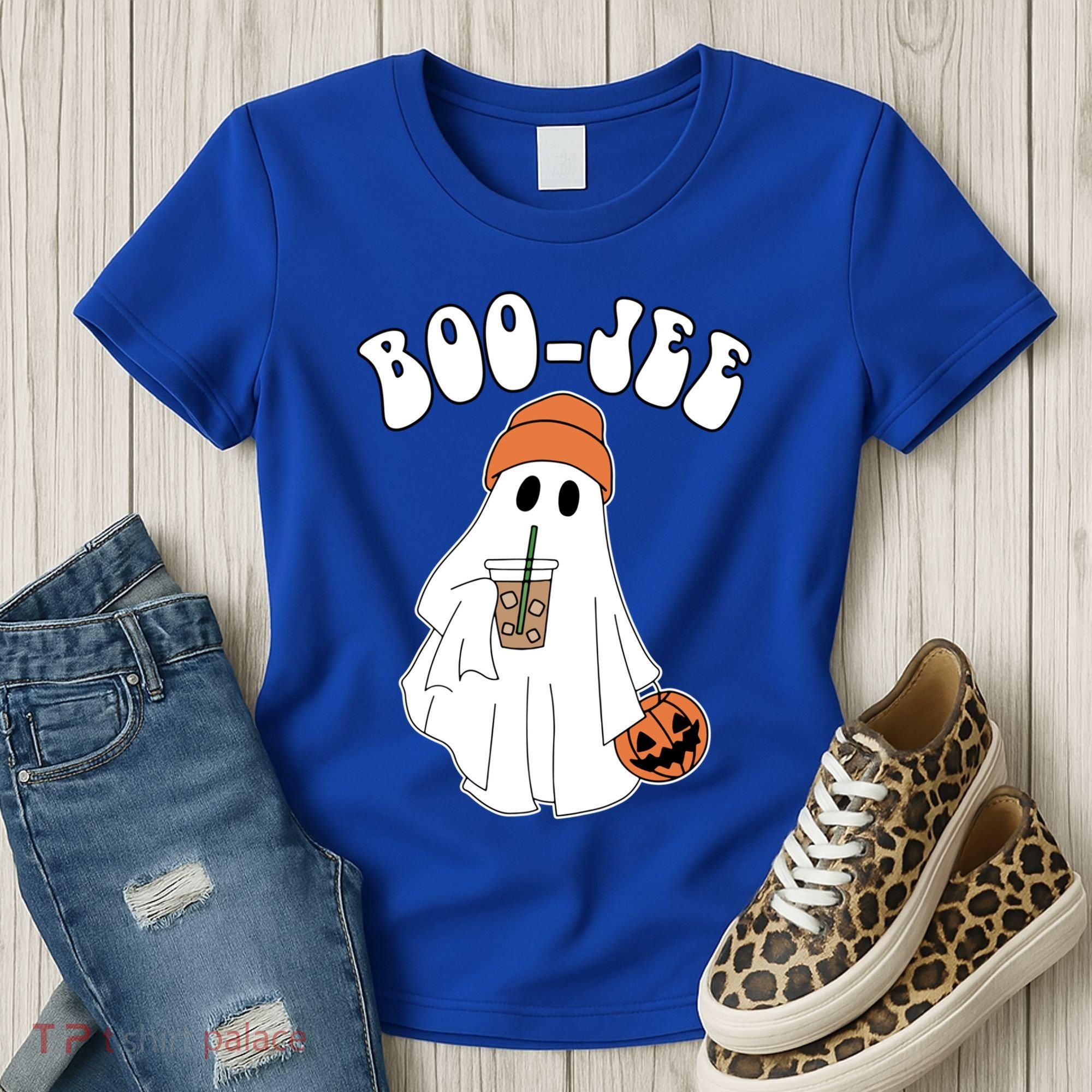 Funny Halloween Boo Jee Ghost Ing Coffee Cool Gift Women's T-Shirt