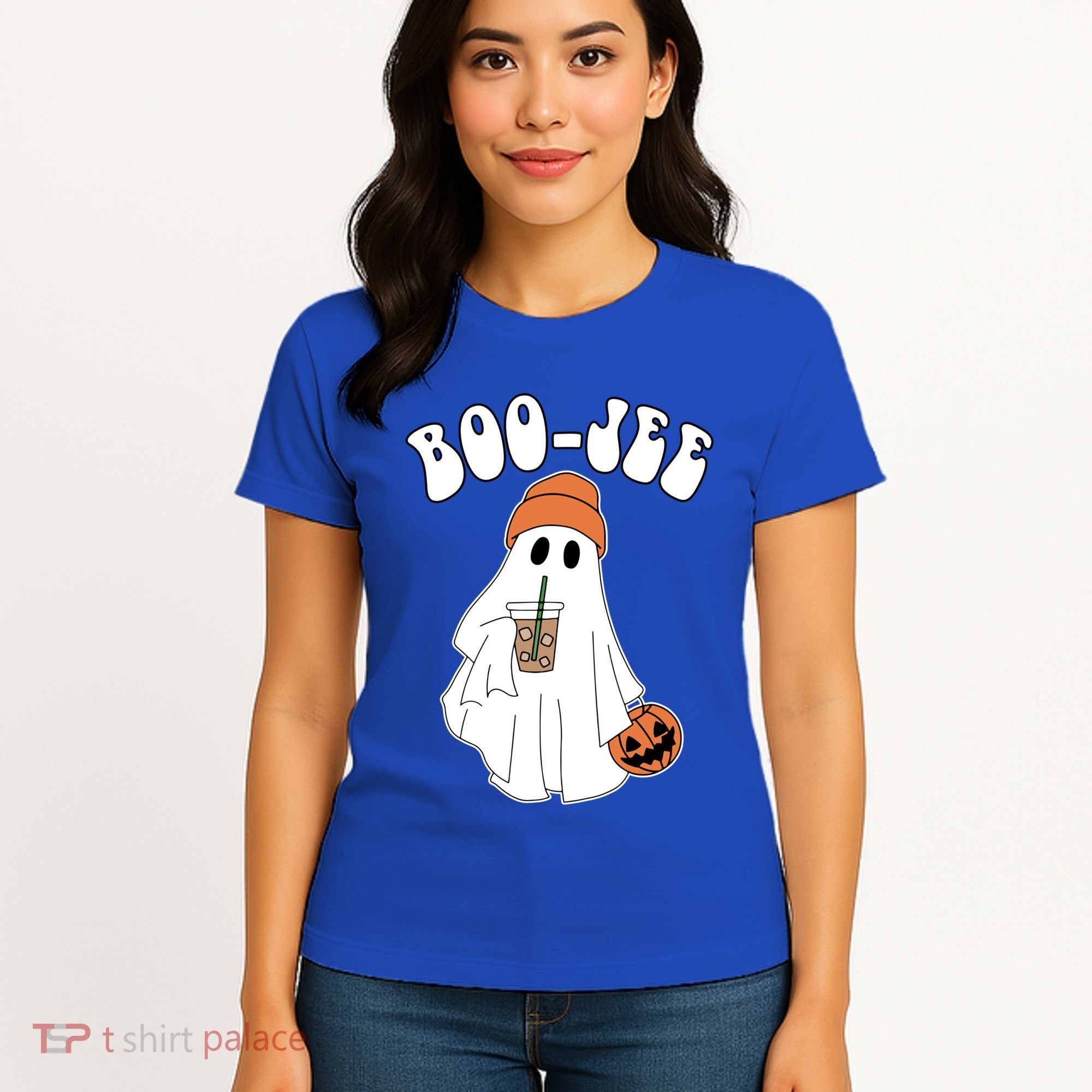 Funny Halloween Boo Jee Ghost Ing Coffee Cool Gift Women's T-Shirt