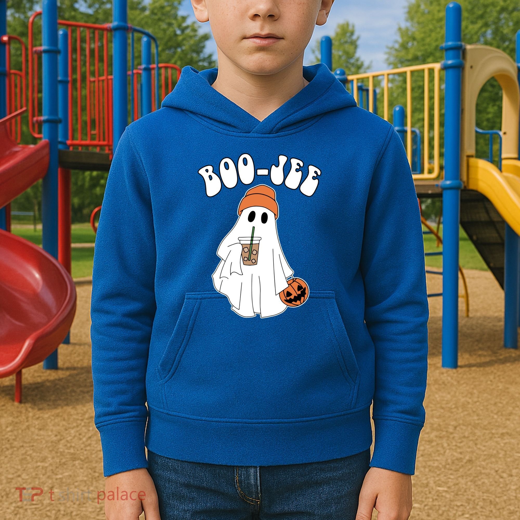 Funny Halloween Boo Jee Ghost Ing Coffee Cool Gift Kids Hoodie