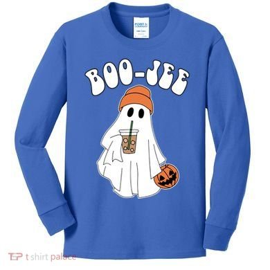Funny Halloween Boo Jee Ghost Ing Coffee Cool Gift Kids Long Sleeve Shirt