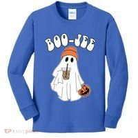 Funny Halloween Boo Jee Ghost Ing Coffee Cool Gift Kids Long Sleeve Shirt thumb 0