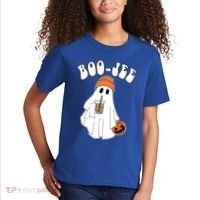 Funny Halloween Boo Jee Ghost Ing Coffee Cool Gift Kids T-Shirt thumb 2