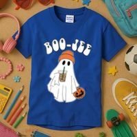 Funny Halloween Boo Jee Ghost Ing Coffee Cool Gift Kids T-Shirt thumb 3