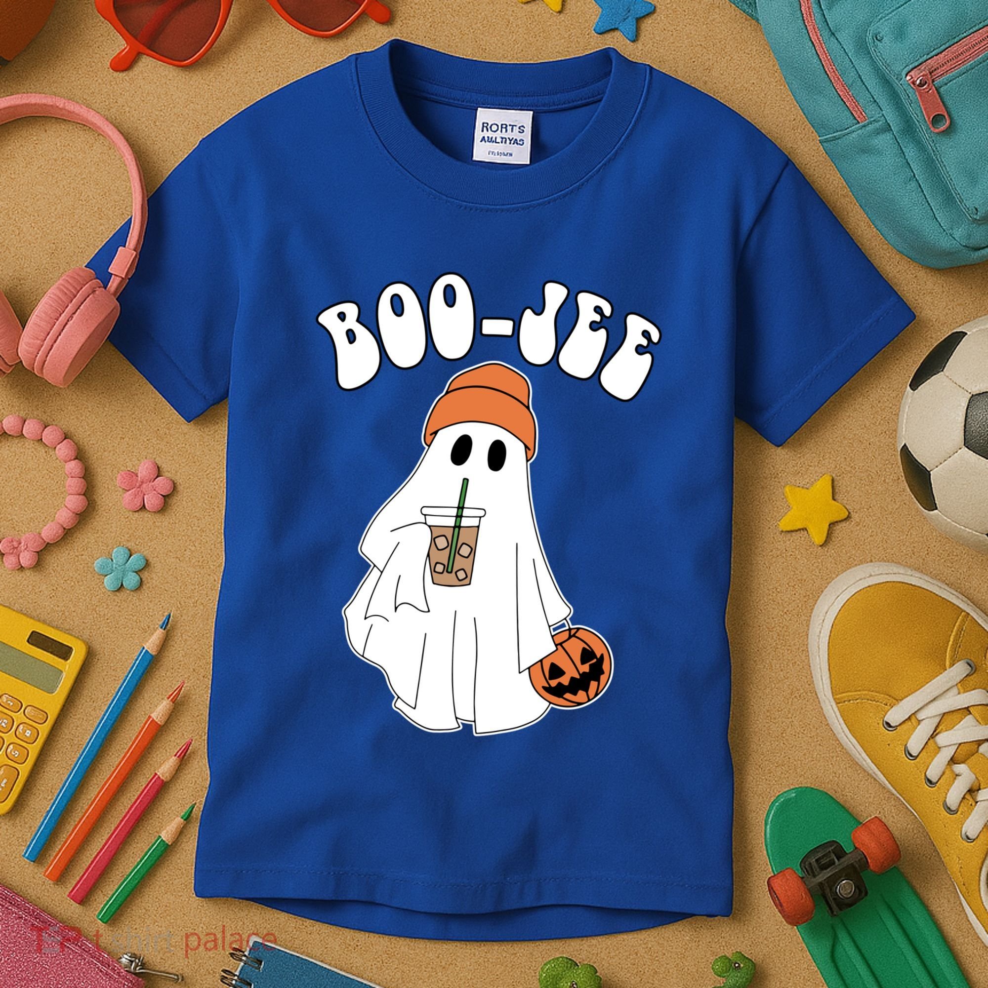 Funny Halloween Boo Jee Ghost Ing Coffee Cool Gift Kids T-Shirt